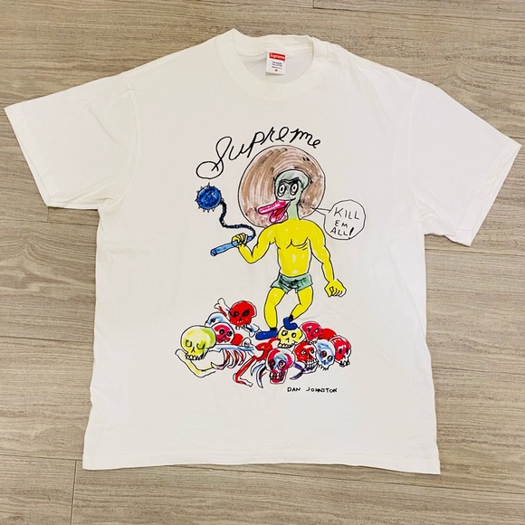 Supreme x Daniel Johnston "Kill Em All" T-Shirt (White). Men's Medium. - Picture 1 of 6